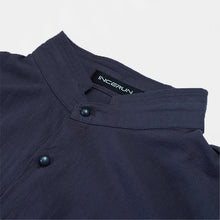 INCERUN Mens Vintage Cotton Stand Collar Long Sleeve Shirts
