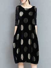 Elegant Polka Dot Velvet Loose Dress