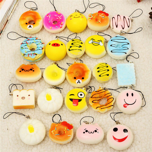 12PCS Mini Squishy Bread Scented Panda Toast Donuts Cone Humbarger Turtle