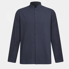 INCERUN Mens Vintage Cotton Stand Collar Long Sleeve Shirts