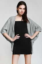 Casual Solid Color 3/4 Sleeve Loose Collarless Cardigan For Women