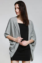 Casual Solid Color 3/4 Sleeve Loose Collarless Cardigan For Women