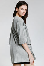 Casual Solid Color 3/4 Sleeve Loose Collarless Cardigan For Women