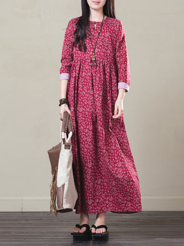 Vintage Women Floral Printed Dress