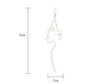 Japan and South Korea minimalist simple metal gold silhouette face long ear hook earrings female pierced ear clip earrings