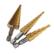 Drillpro 3Pcs 1/4 Inch Hex Shank HSS Titanium Coated Step Drill Bit Set 3-12/4-12/4-20mm