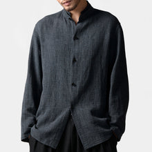 INCERUN Mens Vintage Cotton Stand Collar Long Sleeve Shirts