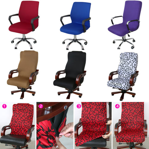 S/M/L Office Computer Chair Cover Side Zipper Design Arm Chair Cover Recouvre Chaise Stretch Rotating Lift Chair Cover