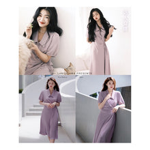 plus Size Women's Clothing Plump Girls Design Gentle Purple Dress 2022 Summer Puff Sleeve A