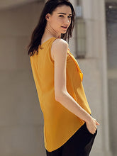 Chic Round Collar Pure Color Chiffon Wrap Tank Top for Women