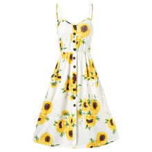 Spaghetti Strap Mini Dress Sunflower Print