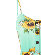 Spaghetti Strap Mini Dress Sunflower Print