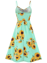 Spaghetti Strap Mini Dress Sunflower Print