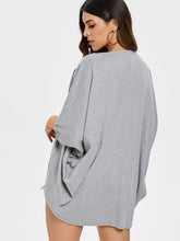 Casual Solid Color 3/4 Sleeve Loose Collarless Cardigan For Women