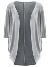 Casual Solid Color 3/4 Sleeve Loose Collarless Cardigan For Women