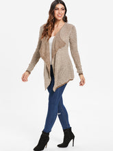 Casual Collarless Long Sleeve Knitted Women Cardigan