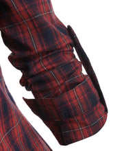 Plaid Lace Up Slit Blouse