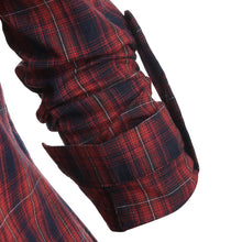 Plaid Lace Up Slit Blouse