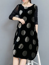 Elegant Polka Dot Velvet Loose Dress