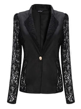  Casual Long Sleeve Lace Splicing Floral V-Neck Blazer