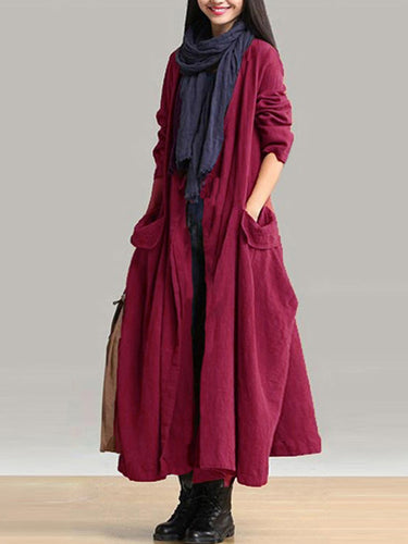 Pockets Lace-up Long Outerwear Coats