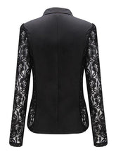  Casual Long Sleeve Lace Splicing Floral V-Neck Blazer