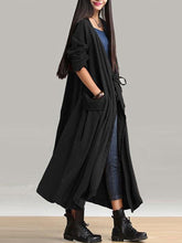 Pockets Lace-up Long Outerwear Coats