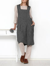 Japanese Style Vintage Women Stripe Cross Back Aprons Dress