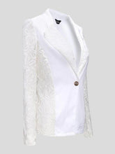  Casual Long Sleeve Lace Splicing Floral V-Neck Blazer