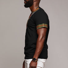 Mens African Ethnic Short Sleeve Top  Dashiki Style Printing Tops T Shirt Blouse