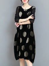 Elegant Polka Dot Velvet Loose Dress