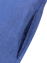 Women Casual V Neck Denim Blue Jean Fold Sleeve Mini Dresses