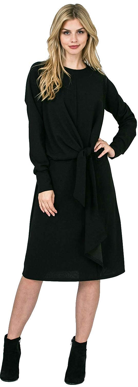 Maya's Place Betty Dress-Women's Front Tie Long Sleeve Party Cocktail Dress