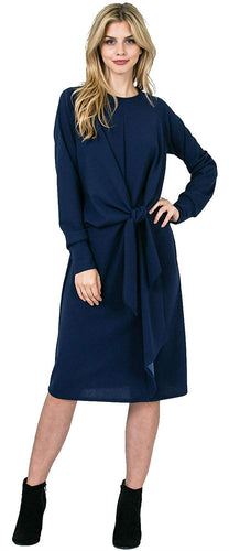 Maya's Place Betty Dress-Women's Front Tie Long Sleeve Party Cocktail Dress