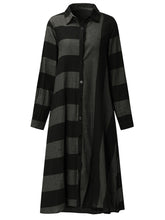 S-5XL Striped Shirt Dress