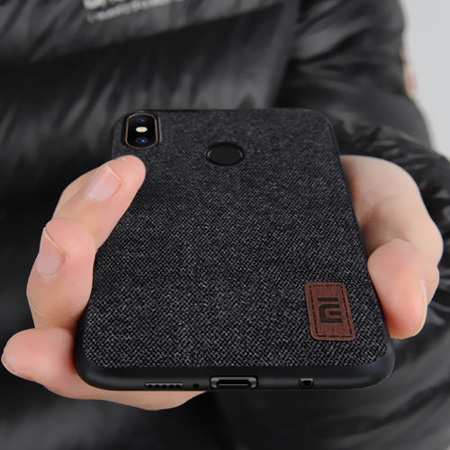 Bakeey Luxury Fabric Splice Soft Silicone Edge Shockproof Protective Case For Xiaomi Mi8 Mi 8 