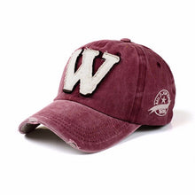 Letter W Embroidery Denim Washed Baseball Cap