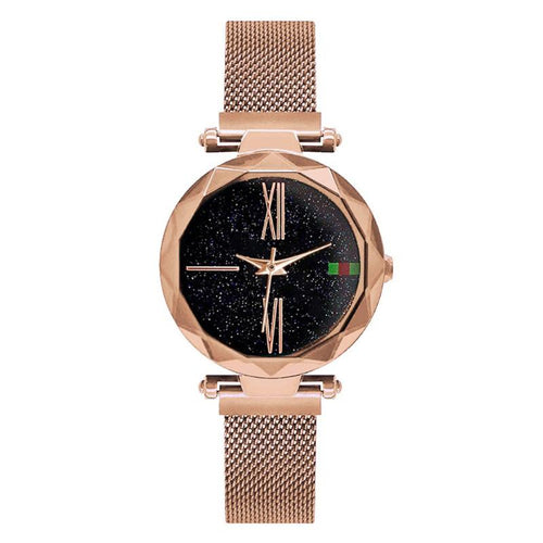 Luxury Rose Gold Women Watches Minimalism Starry Sky Magnet Buckle Fashion Casual Female Wristwatch Waterproof Roman Numeral
