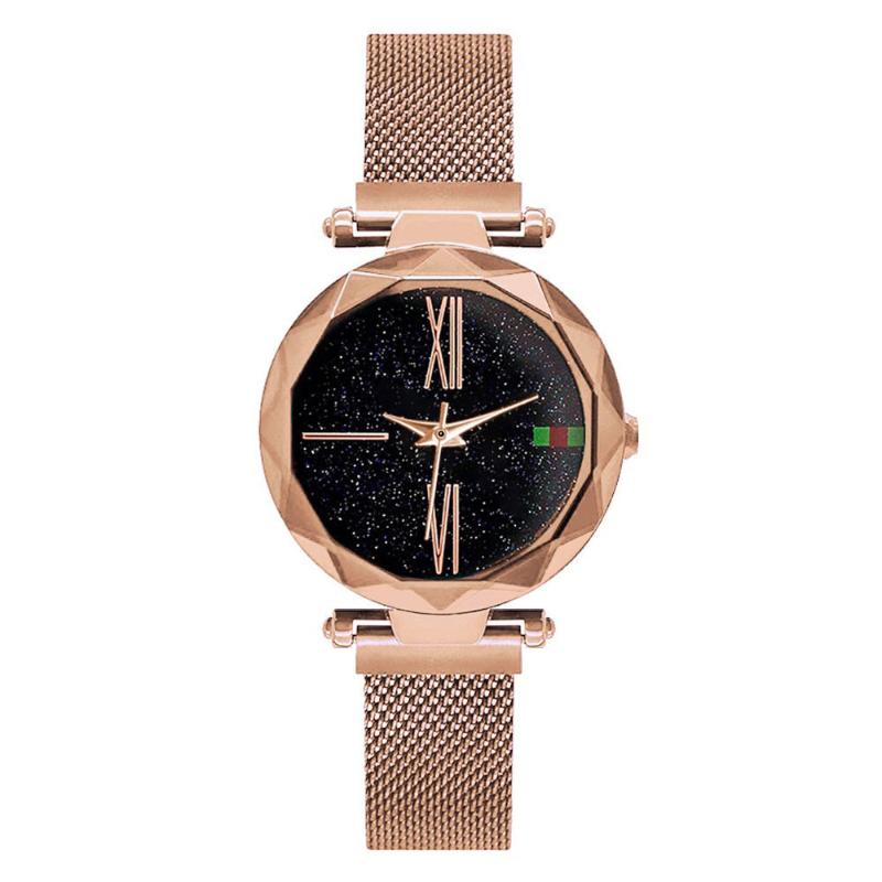 Luxury Rose Gold Women Watches Minimalism Starry Sky Magnet Buckle Fashion Casual Female Wristwatch Waterproof Roman Numeral