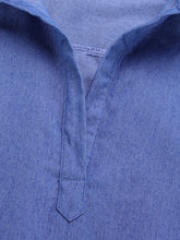 Women Casual V Neck Denim Blue Jean Fold Sleeve Mini Dresses