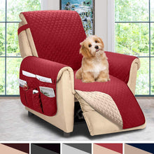 ASHLEYRIVER Recliner Chair Cover,Recliner Slipcover, Recliner Covers for Dogs,Recliner Slipcover,Recliner Protector(Recliner Medium:Burgundy/Beige)