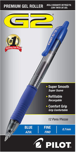 PILOT G2 Premium Refillable & Retractable Rolling Ball Gel Pens, Fine Point, Assorted Color Inks, 10-Pack (31236)