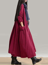 Pockets Lace-up Long Outerwear Coats