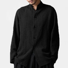 INCERUN Mens Vintage Cotton Stand Collar Long Sleeve Shirts