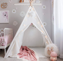 Kids-Teepee for Girl and Boy with Mat& Lights String& Carry Case Foldable Children-Play-Tent for Indoor Outdoor, Raw White Canvas, Toy Gift Idea for Kids,by Tiny Land