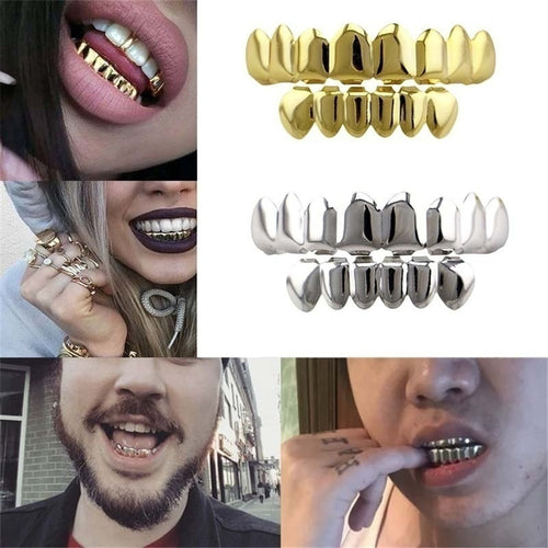 New Hip Hop Teeth Grillz Set Top Bottom Mouth Teeth Grills Fashion Removable Dental Grills Jewelry