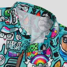 Mens Character Printing Turn Down Collar Casual Shirts