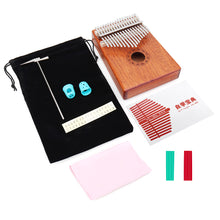 17 Keys Wood Kalimba Mahogany Thumb Piano Finger Percussion With Tuning Hammer