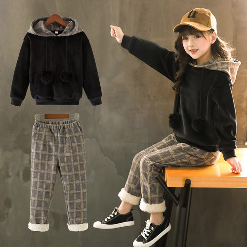 女童套装冬装2018新款运动潮衣服洋气儿童秋冬加绒加厚卫衣两件套
