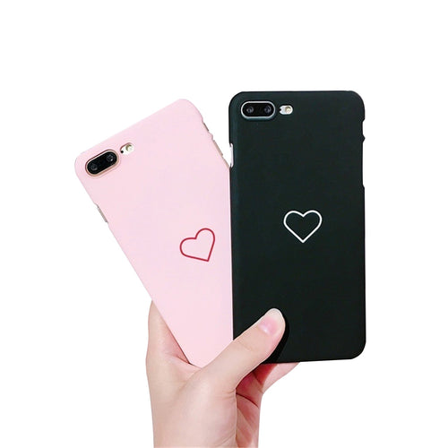 New Men Women Sweet Love Heart Couple Frosted Hard Back Cover Cute Protection Phone Case for IPhone X 6 6S 6Plus 6S Plus 7 7Plus